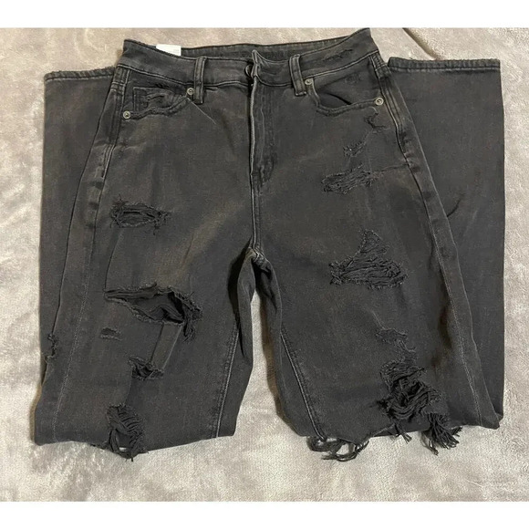 American Eagle SZ 0 Black Comfort Stretch Waistband Jeans Mom Jean - Picture 2 of 7